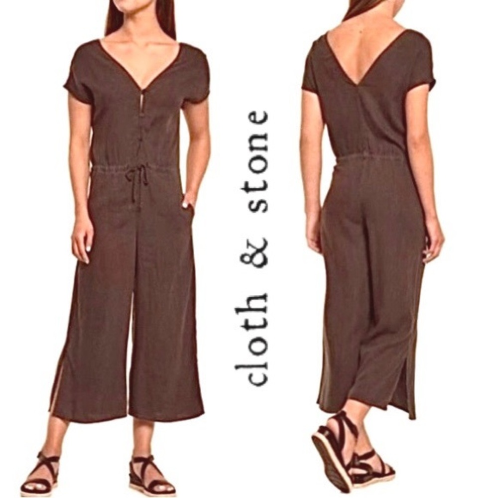 NEW Cloth & Stone Anthropology Overall Wide Leg Jumpsuit Tencel